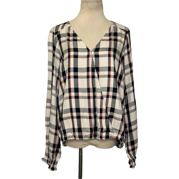 Sanctuary plaid long sleeves front crossed top size small - Picture 1 of 11